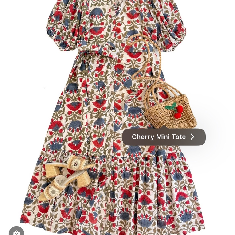 Fox & Hen Maxi Dress in Red, Blue & Cream